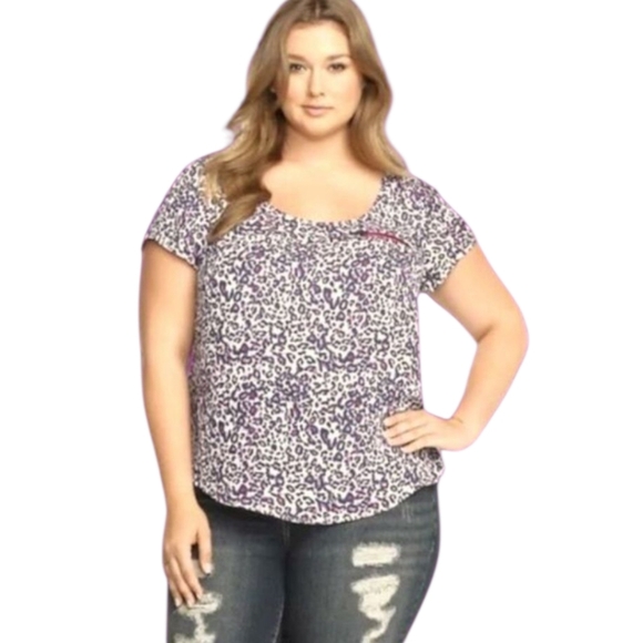 TORRID Plus Size Animal Print Cutout Back Short Sleeve Top 3X - Picture 16 of 16
